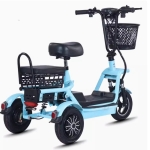 女士带娃、接送孩子亲子的小型家用电动三轮车，轻便折叠老年代步