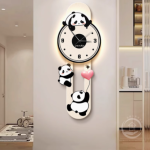 奶油风熊猫钟表挂画，点亮生活的艺术瑰宝