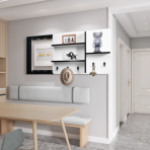 北欧电表箱遮挡置物架，可推拉、多功能、带挂钩，轻奢创意收纳