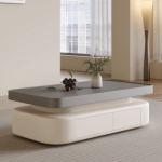 新款灰色长方形茶几，小户型客厅的高级艺术之选