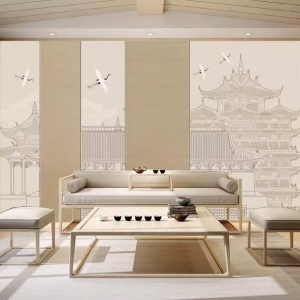 新中式古建筑电视背景墙板演绎东方美学韵味