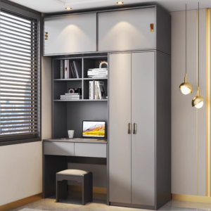 简约书桌带衣柜一体 儿童房的完美搭档