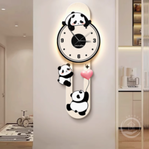 奶油风熊猫钟表挂画，点亮生活的艺术瑰宝