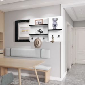 北欧电表箱遮挡置物架，可推拉、多功能、带挂钩，轻奢创意收纳